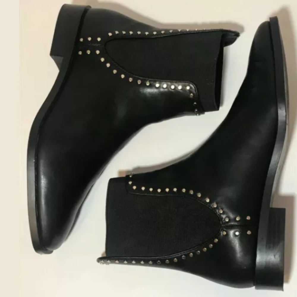 Zara Woman Stud Black Faux Leather Boots Sz US 9.5